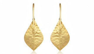 Leaf Gold Pearl Earrings