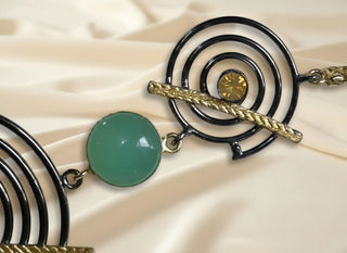 Orbit Chic: Two-Tone Circle Necklace Set Brown
