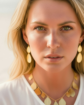 Hammered Gold Teardrop Earrings – Double Drop Artisan Design