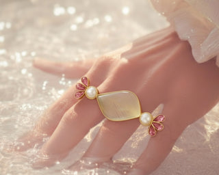Bloom Boldly: Pink & Pearl Statement Ring