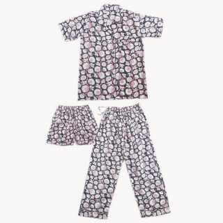 Indian Cotton Floral Pyjama Set – 3 Piece Artisan Sleepwear
