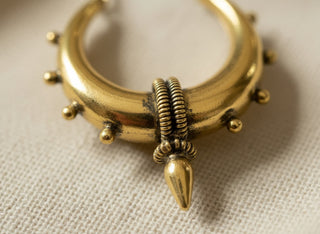 MORROCAN / Antique Tribal Brass Hoop Earrings