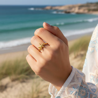 Gold Starfish Ring – Coastal Boho Ocean-Inspired Jewellery