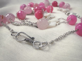 Colour Play: Layered Silver Necklace with Pops of Pink
