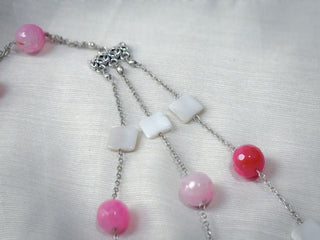 Colour Play: Layered Silver Necklace with Pops of Pink