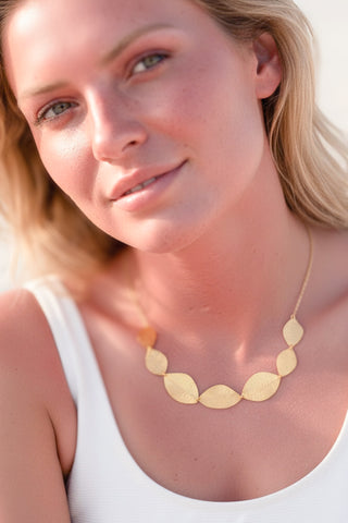 Multi Leaf Yellow Gold Necklace