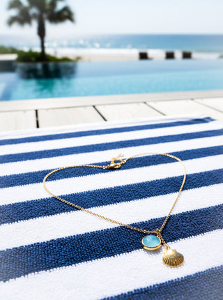 Aqua Chalcedony Gold Pendant Necklace
